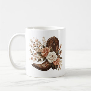Mug Bot de cowboy Country Western avec des fleurs
