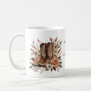 Mug Bot de cowboy Western Country avec des fleurs 