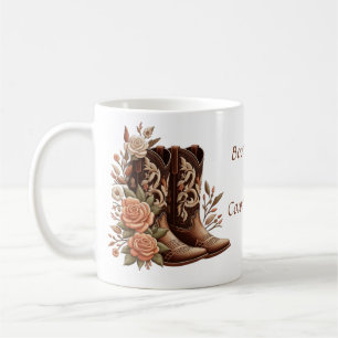 Mug Bot de cowboy Western Country avec des fleurs 
