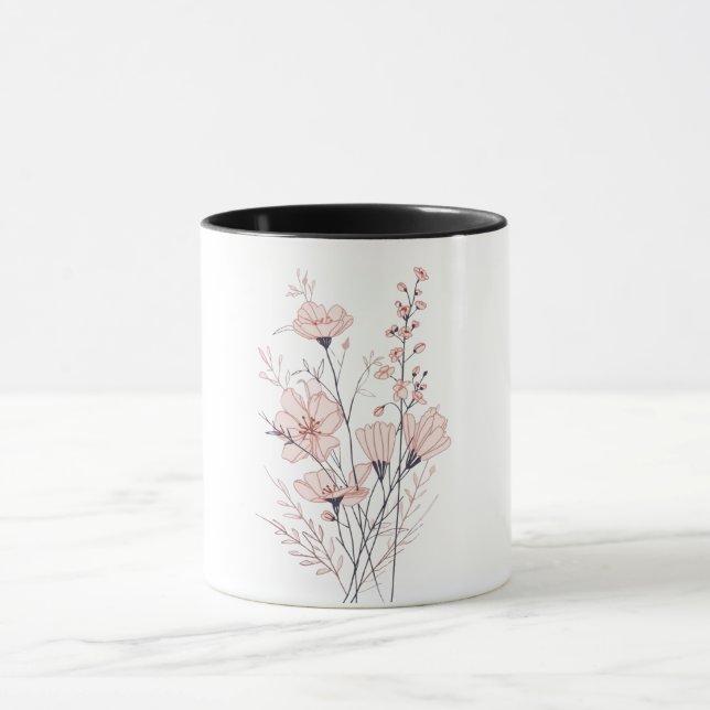 Mug Botanical Floral Illustration | Minimal Nature Aes (Centre)