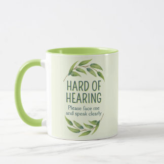 Mug Botanical Green Leaves Hard of Hearing Deafness