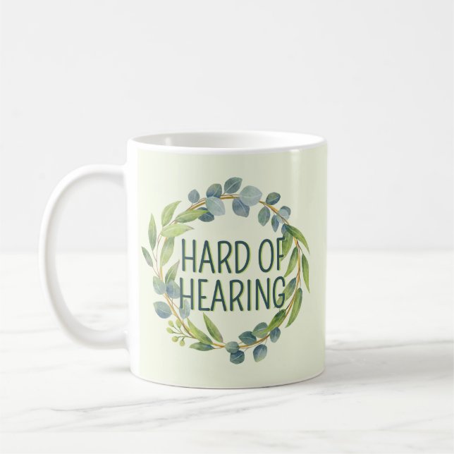 Mug Botanical Hard of Hearing Green Deafness (Gauche)