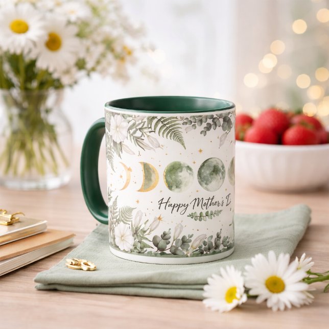 Mug Botanical Moon Phase Happy Mother’s Day Green (Créateur téléchargé)