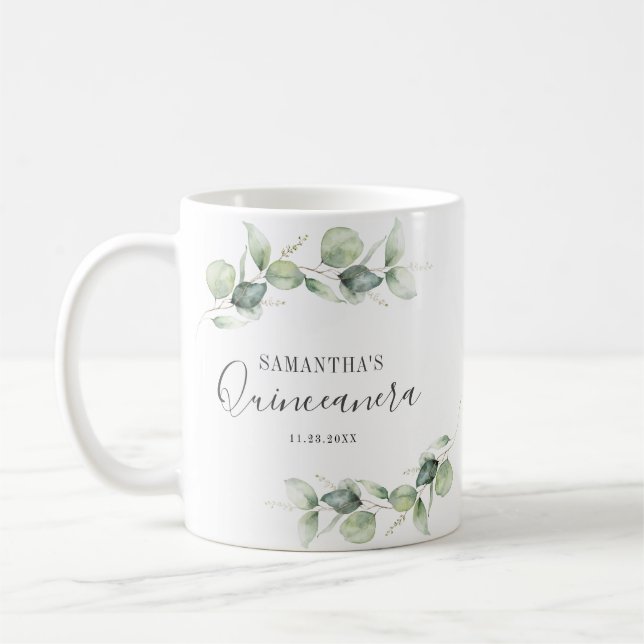 Mug Botanique 15e anniversaire Eucalyptus Quinceanera (Gauche)