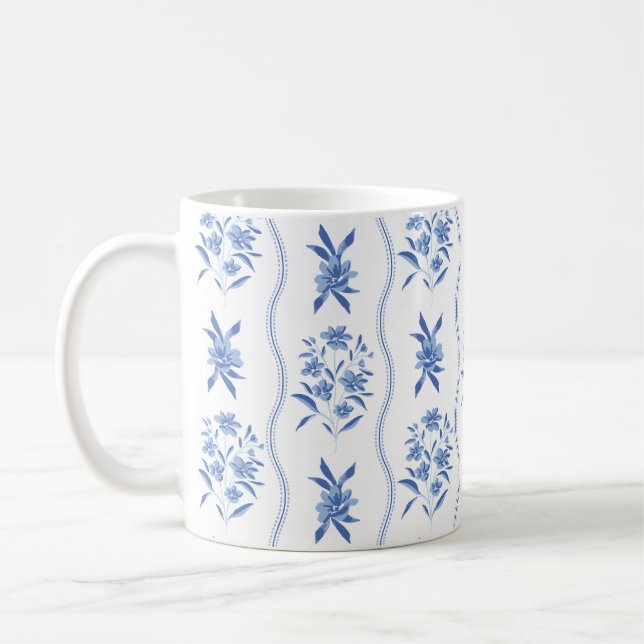 Mug Botanique Bleu et Blanc (Gauche)
