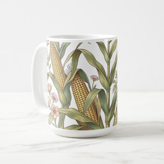 Mug Botanique de tige de maïs vintage (Devant gauche)