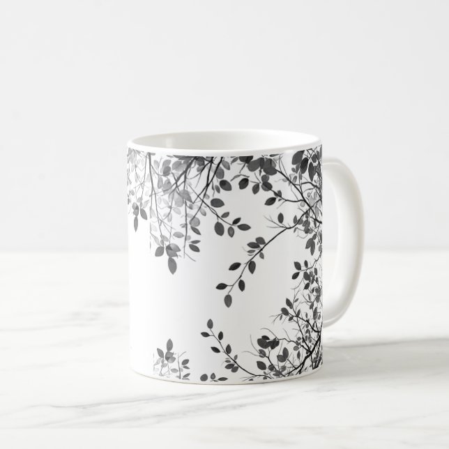 Mug Botanique Noir Blanc (Devant droit)