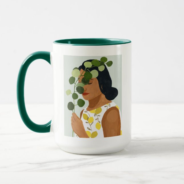 Mug Botany Portrait - Femme avec verdure (Gauche)