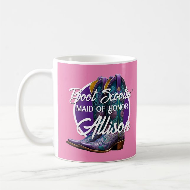Mug Botte de garçon de fille Favorite Bridesmaid rose (Gauche)