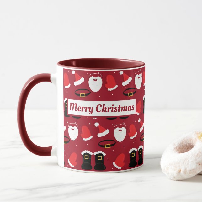 Mug Bottes de barbe de Santa Hat Joyeux Noël (Avec donut)