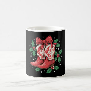Mug Bottes de cow-boy de Noël Arc de houx Western Coun