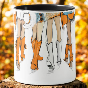 Mug Bottes de cowboy orange personnalisées pour dames