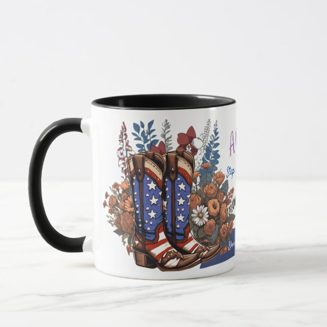 Mug Bottes de cowboy personnalisées « Step Into Freedo (Gauche)