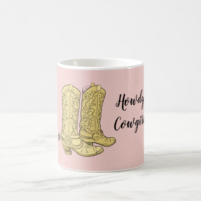 Mug Bottes de cowgirl jaune rose (Centre)