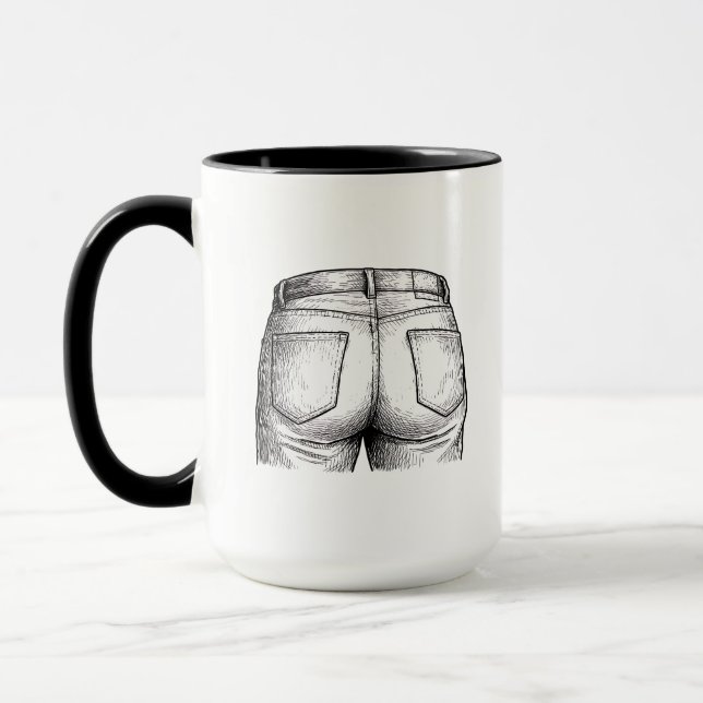 Mug Bottoms Up! Funny White Elephant Gift Christmas (Gauche)
