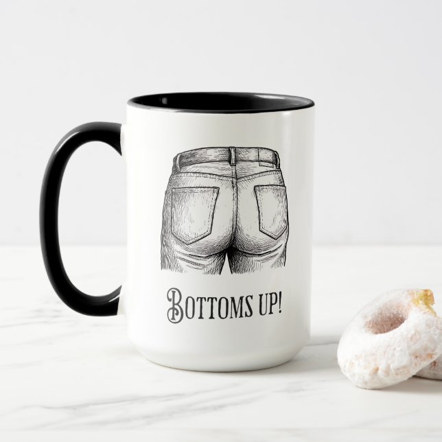 Mug Bottoms Up! Funny White Elephant Gift Christmas (Avec donut)