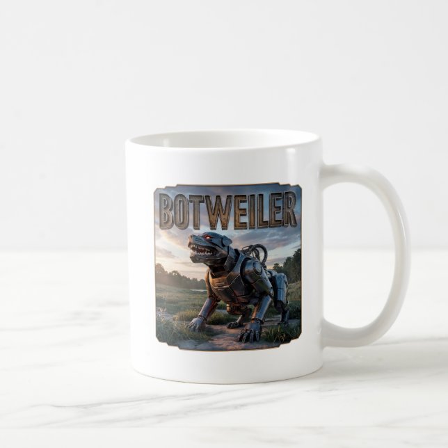 Mug Botweiler Photographique – Rottweiler Robot Drôle (Droite)