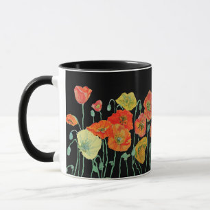 Mug Bouche d'aquarelle à fleurs de Poppies orange et n