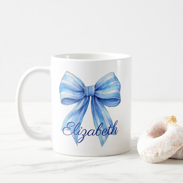 Mug Bouche d'aquarelle bleu et blanc côtier personnali (Avec donut)