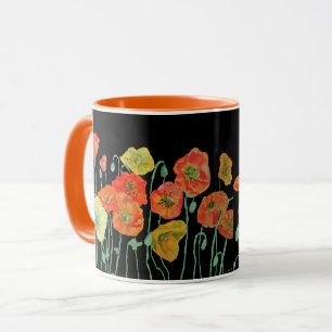 Mug Bouche d'aquarelle orange et noirs