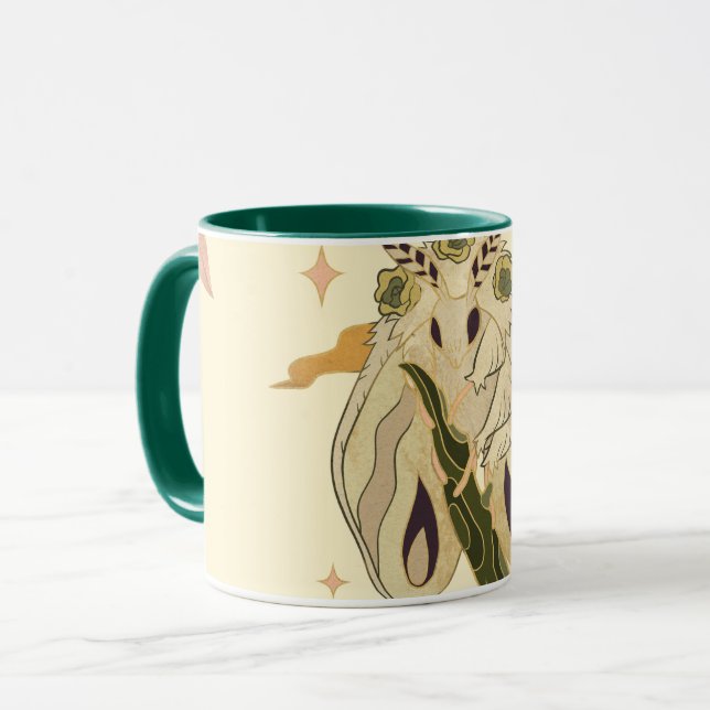 Mug Bouche Fae Beige, Oeuvre Graphique Mystique (Devant gauche)