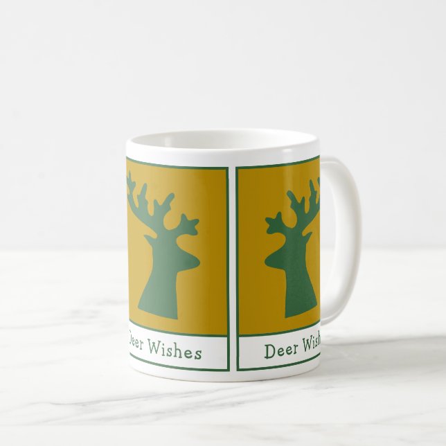 Mug Bouches de cerfs personnalisées Vacances Art Green (Devant droit)