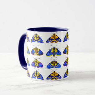 Mug Bouches en bleu, jaune doré et Brown