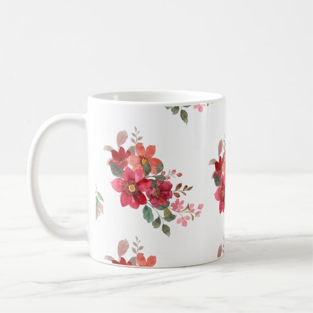 Mug Bouchon de conception de fleurs (Gauche)