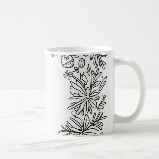 Mug Bouchon de décoration fleurie (Droite)