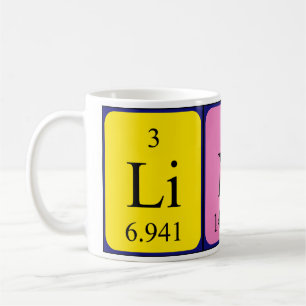 Mug Bouchon de nom de table périodique linéaire