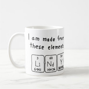 Mug Bouchon de nom de table périodique linéaire