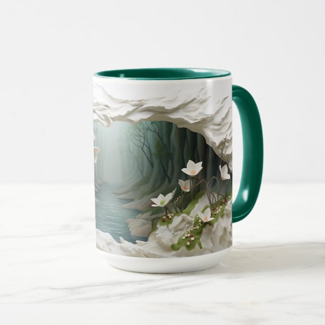 Mug Bouchon d'enveloppement de boue de paysage 3D (Devant droit)