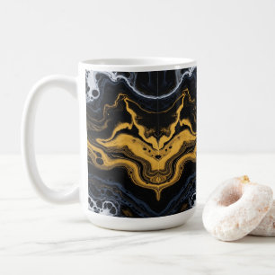 Mug Bouchons de café Abstraits de luxe - Noir, Or & Bl