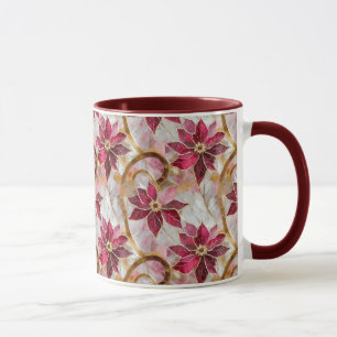 Mug Boucles d'or Bourgogne rose Poinsettias de Noël