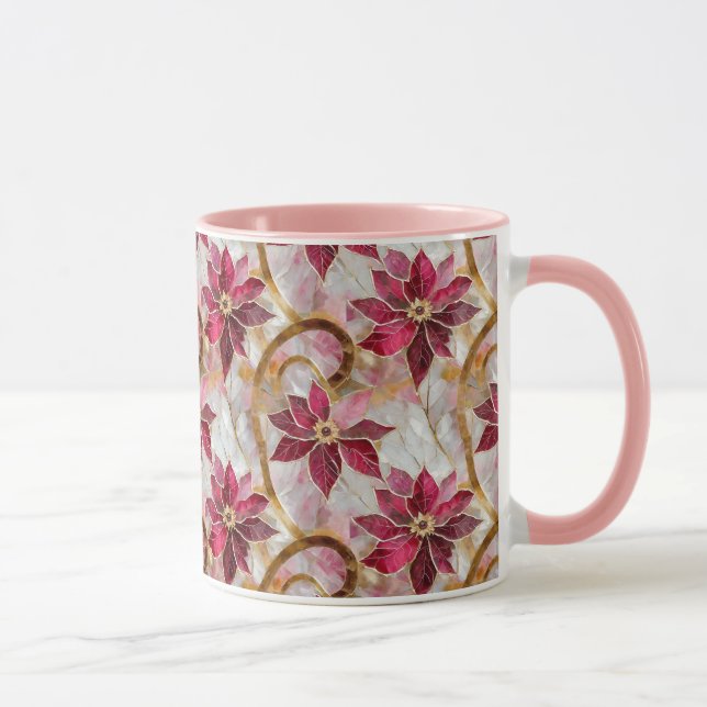 Mug Boucles d'or Bourgogne rose Poinsettias de Noël (Droite)