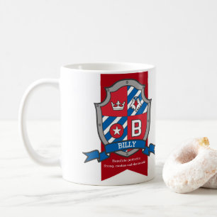 Mug Bouclier bleu rouge de signification de Billy