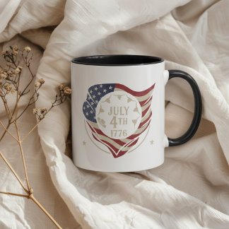 Mug Bouclier de drapeau vintage 4 juillet 1776