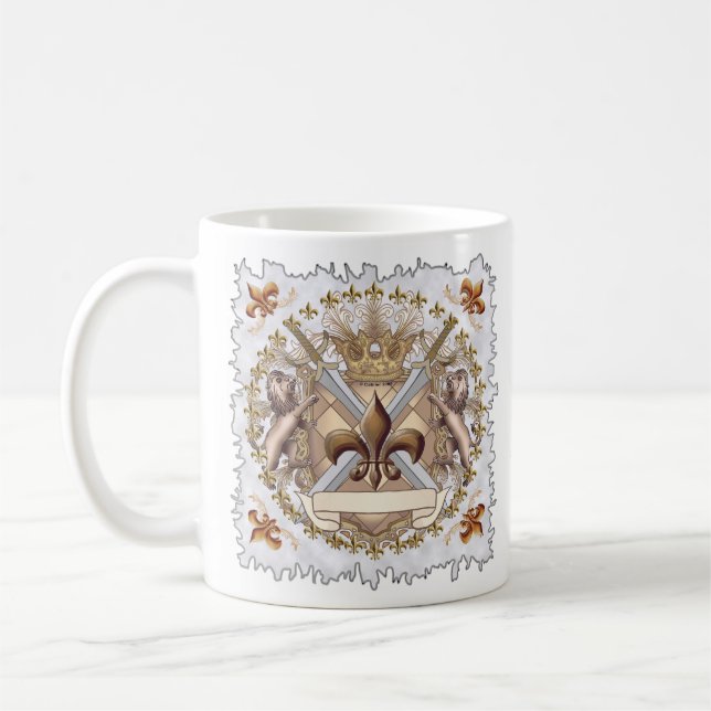Mug Bouclier de Griffin Lion Nom de famille  (Gauche)