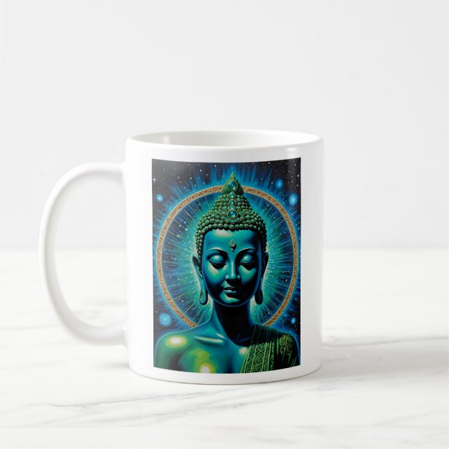 Mug Bouddha céleste Tee d'art spirituel cosmique (Gauche)