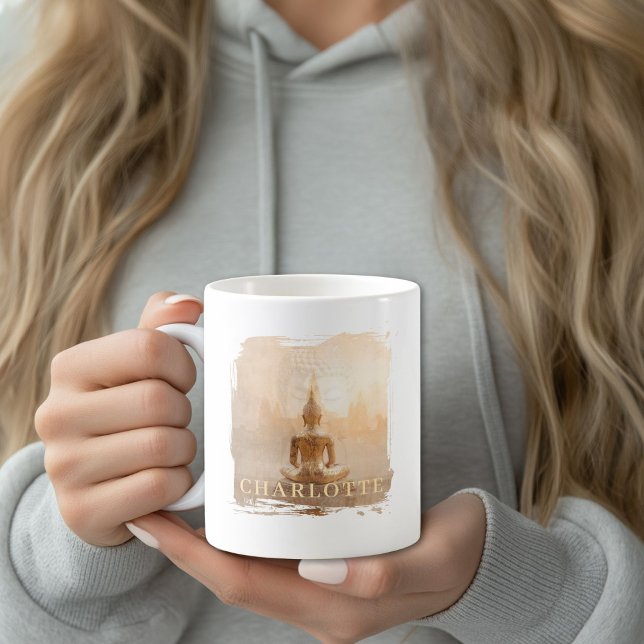 Mug Bouddha doré (Golden Buddha Custom Coffee Mug with your Name or Text)