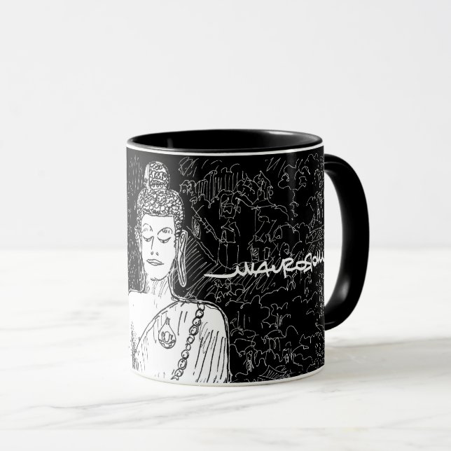 Mug Bouddha Wat Pho Temple Bangkok Thaïlande B&W (Devant droit)