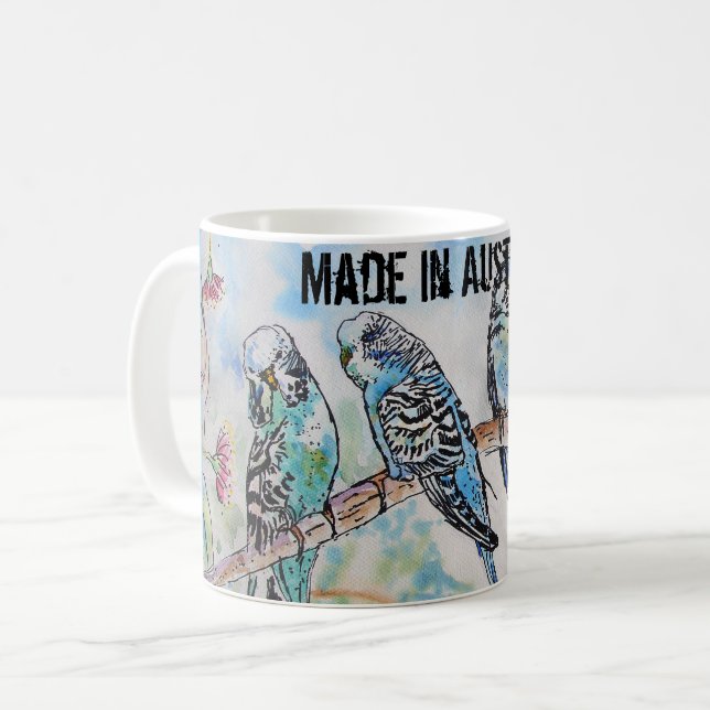 Mug Boudin Aquarelle Oiseau Cute Fabriqué En Australie (Devant gauche)