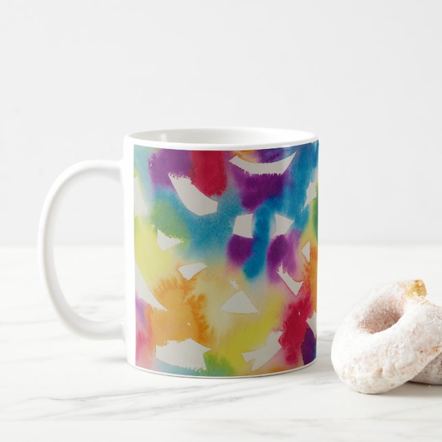 Mug Boue arc-en-ciel aquarelle (Avec donut)