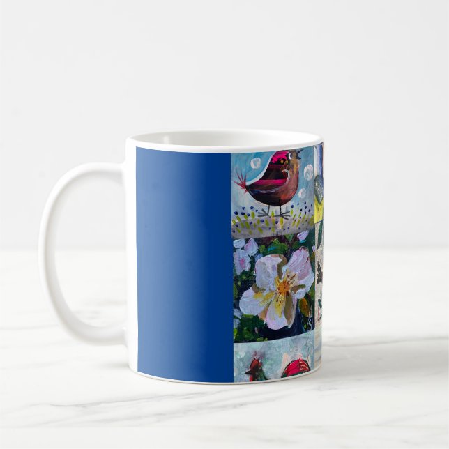 Mug Boue avec oiseaux et fleurs (Gauche)
