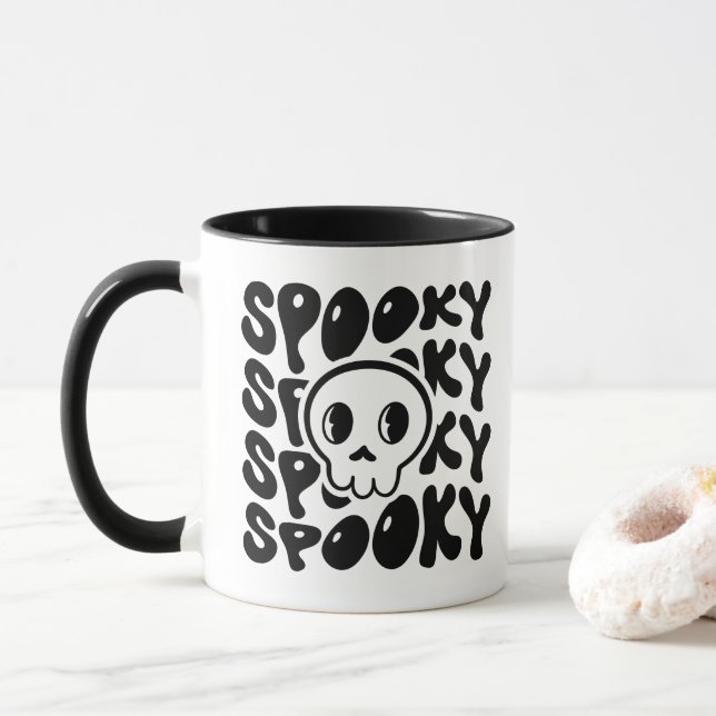 Mug Boue crânienne éffrayante rétro (Avec donut)