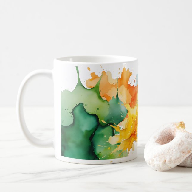 Mug Boue d'aquarelle Abstraite (Avec donut)