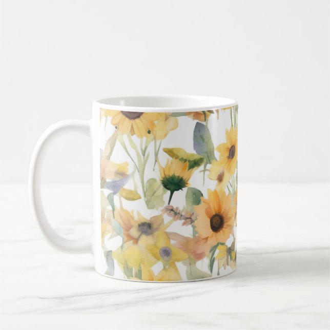 Mug Boue d'aquarelle tournesol (Gauche)