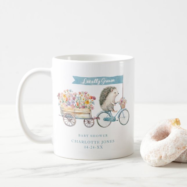 Mug Boue de Baby shower de hérisson - Floral cultivé l (Avec donut)