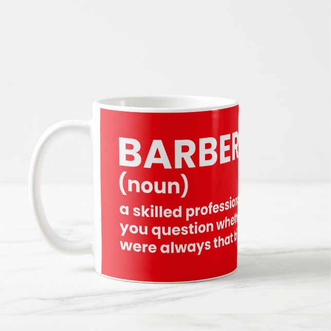 Mug Boue de café avec définition de barbier (Gauche)