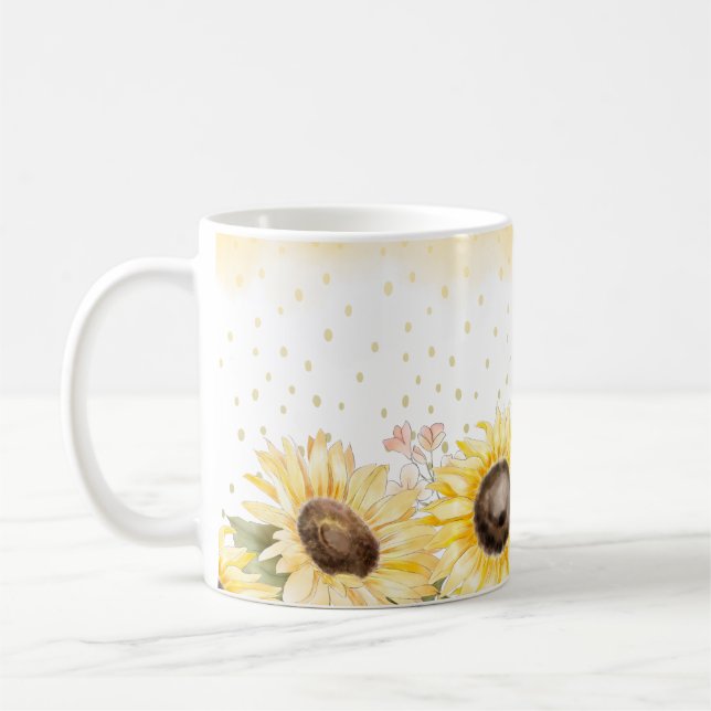 Mug Boue de café de tournesol d'aquarelle (Gauche)